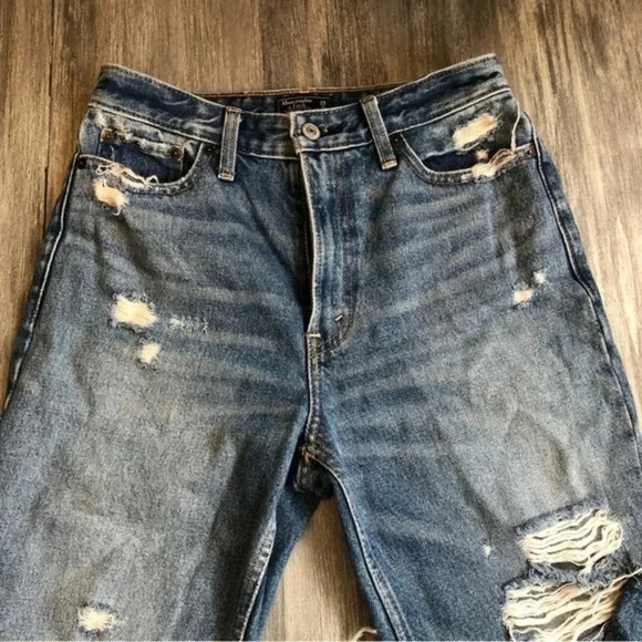 Abercrombie & Fitch High-Rise Annie Girlfriend Jeans‎ Women’s Sz 25/0 Distressed - Picture 4 of 8